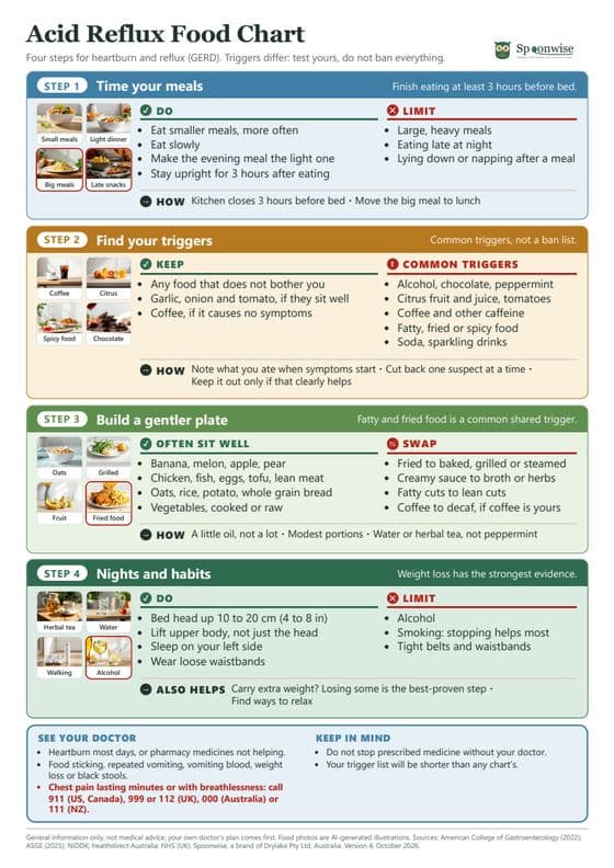 Preview of the Acid Reflux Food Chart, page one