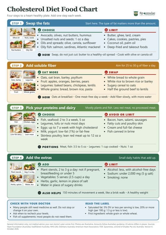 Preview of the Cholesterol Diet Food Chart, page one