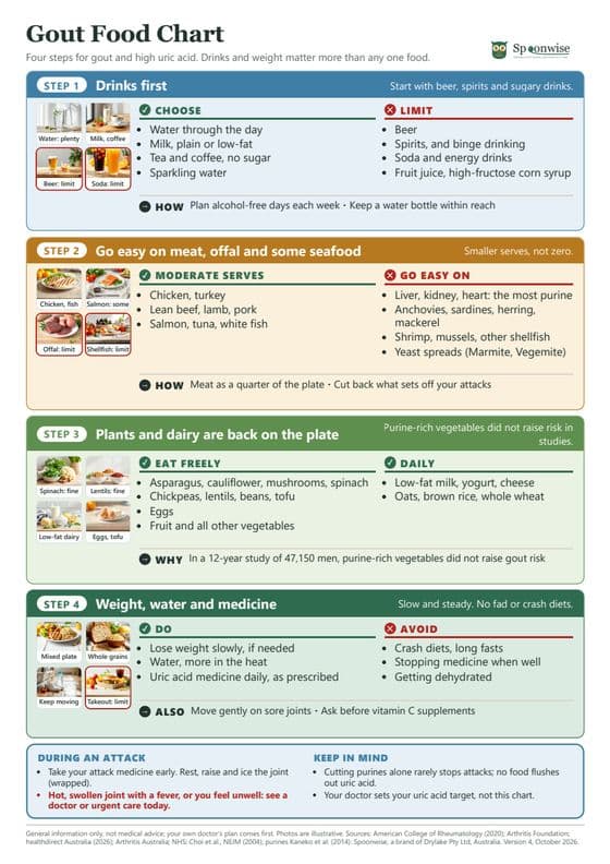 Preview of the Gout Food Chart, page one